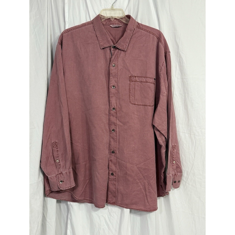 Tommy Bahamas Men's Tahitian Long Sleeve Shirt, Cherry Stone, 3XLB